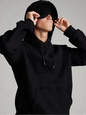 Men's Black Pullover Hoodie with Kangaroo Pocket